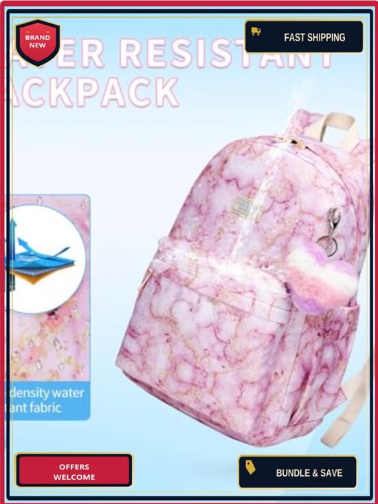 Large Water-Resistant School Backpack with Laptop Compartment main image 5